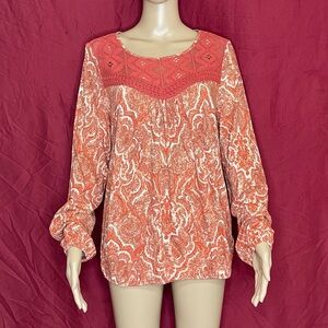 Ruff Hewn Bohemian Crochet Eyelet Mandala Paisley Blouse Large